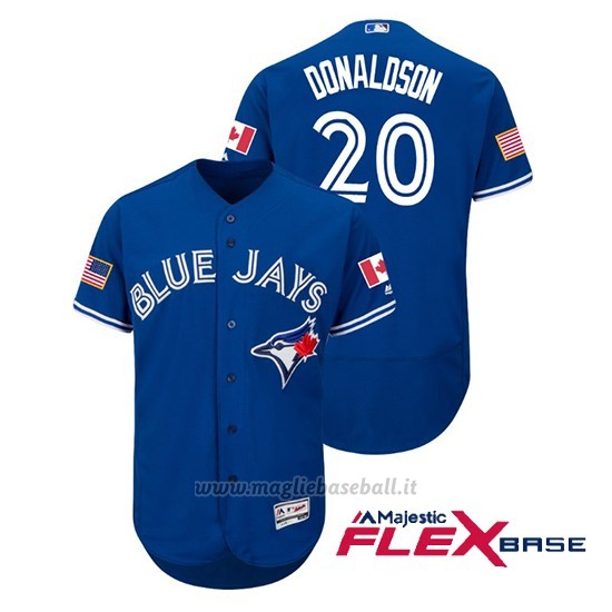 Maglia Baseball Uomo TOrnto Blue Jays Josh Donaldson 2018 Stars & Stripes Flex Base Royal